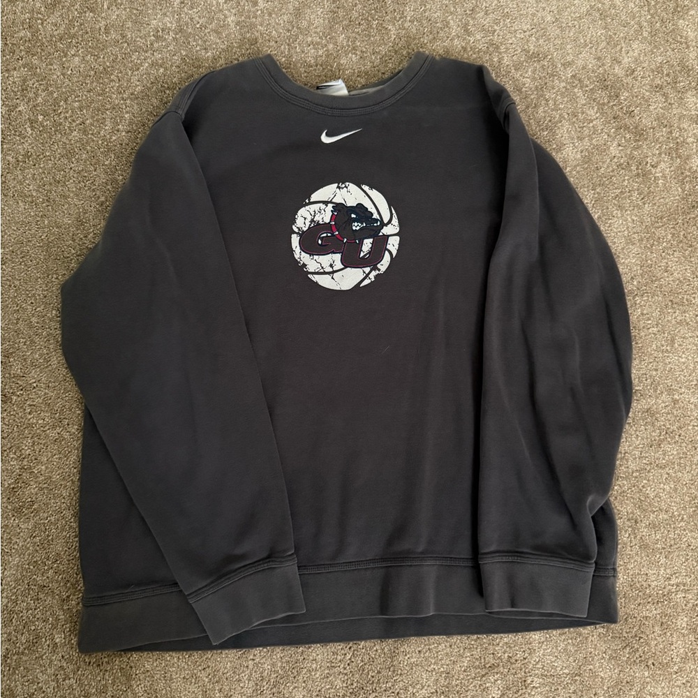 Nike Black Crewneck Sweater with Ribbed Cuffs